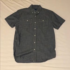 Old Navy Med. Blue/Gray Denim Look SS Button Down